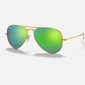 Ray Ban Aviator Flash Lenses Green Mirror/Gold Frame